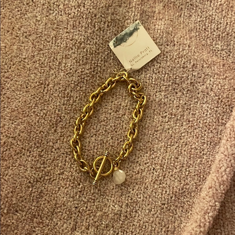 Gold Chain Bracelet with Charm